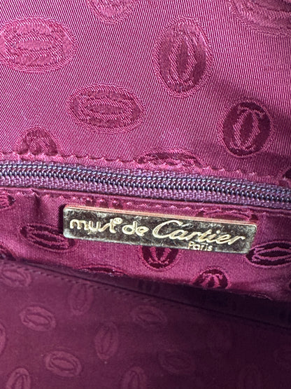 Vintage Cartier Leather Handbag Burgundy Gold-Tone Zip