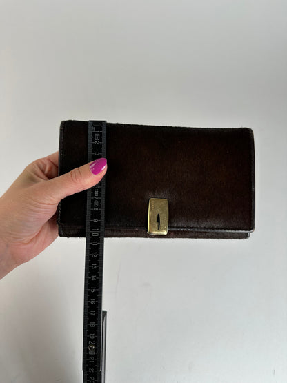 Vintage Gucci Accessory Collection Pony Hair Long Wallet Dark Brown