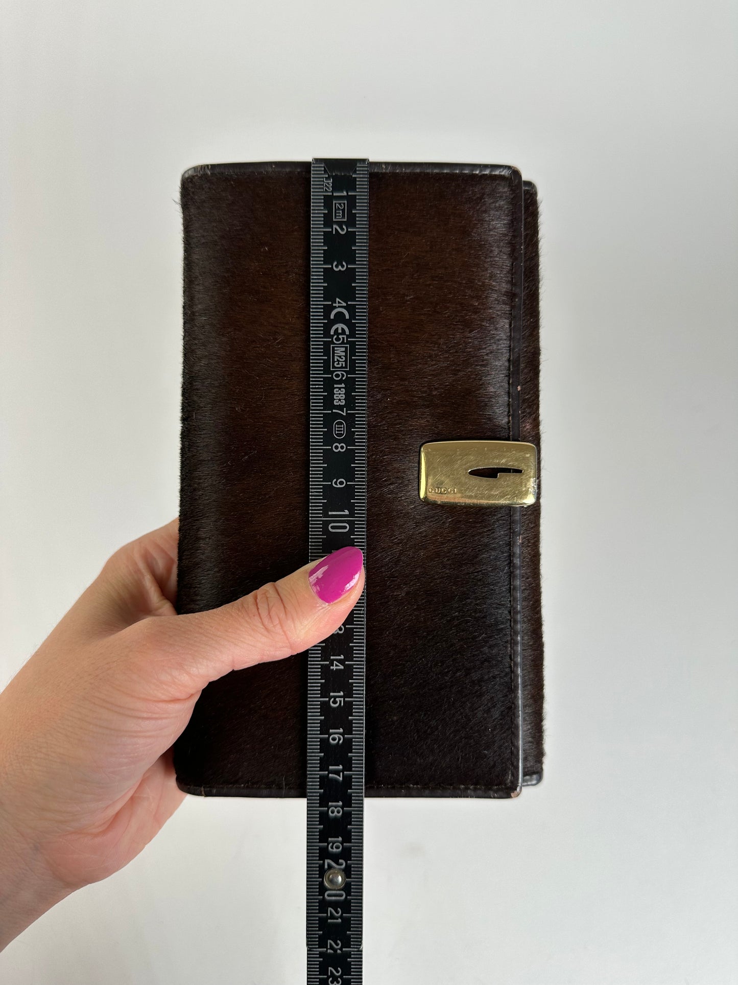 Vintage Gucci Accessory Collection Pony Hair Long Wallet Dark Brown