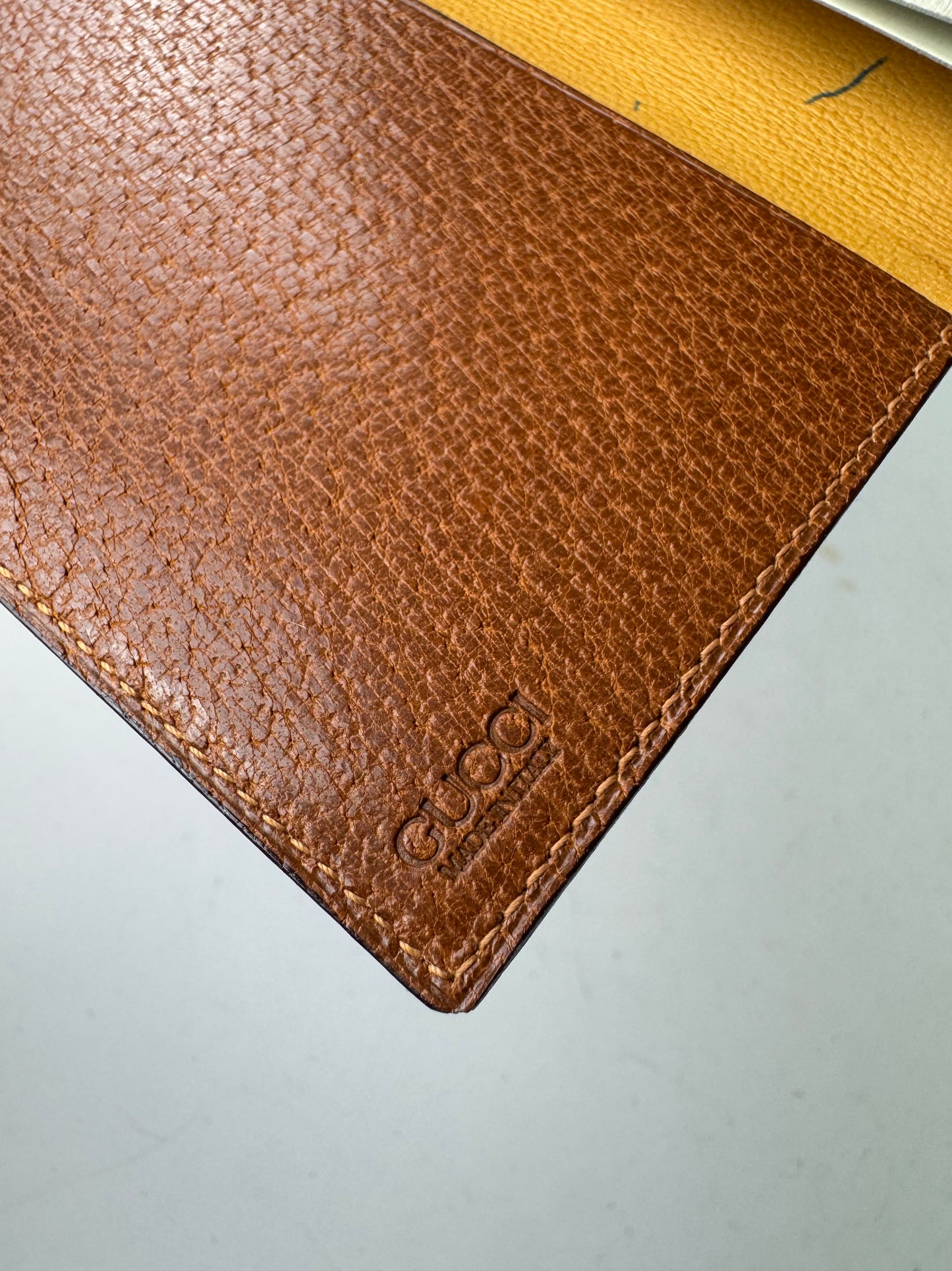 Vintage Gucci 70s Leather Card Holder / ID Case  brown