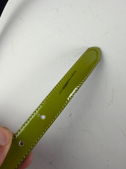 Vintage Givenchy Leather Belt Lime Green Black Gold Buckle