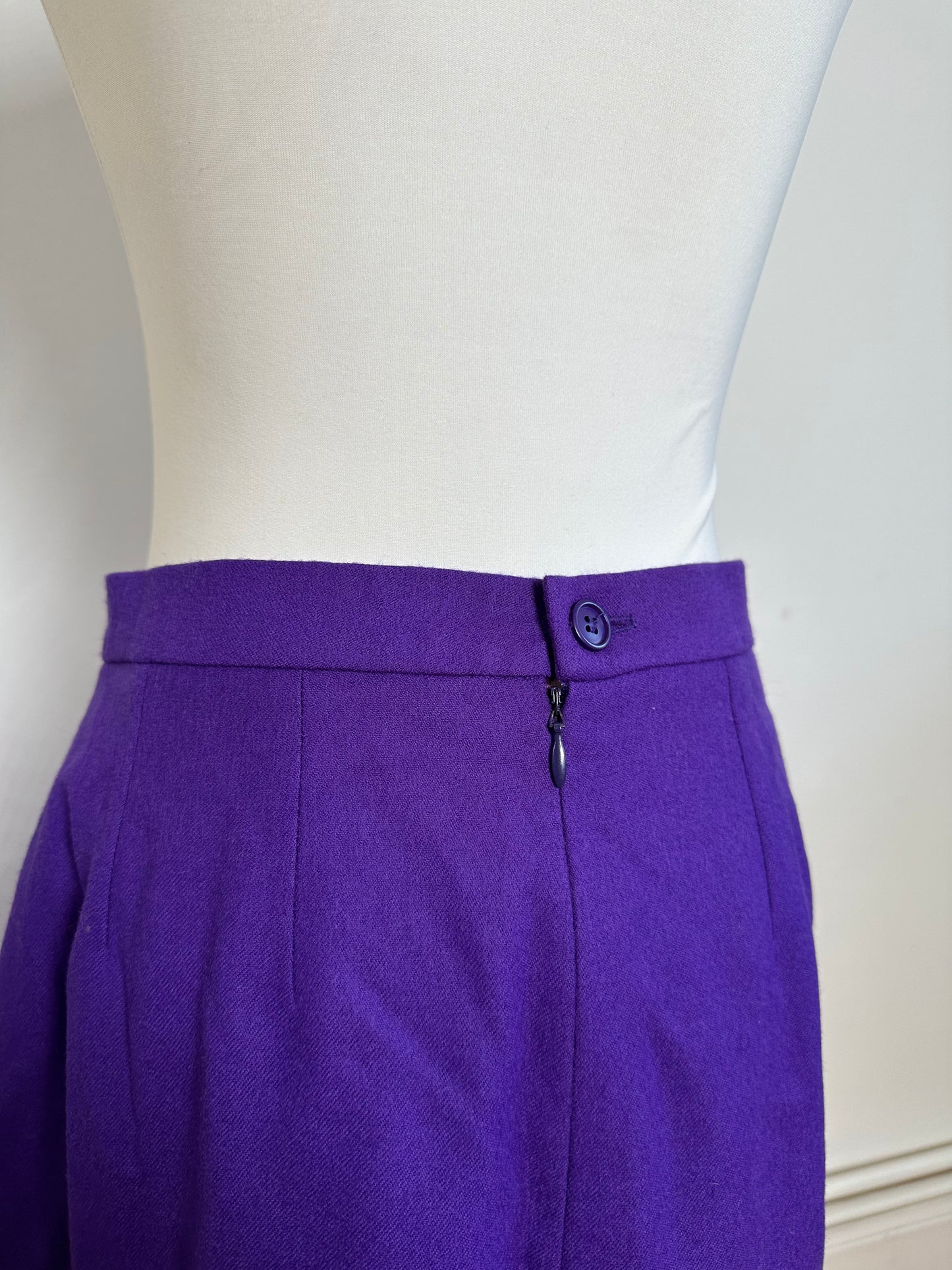 Vintage Givenchy Wool Pencil Skirt Purple L