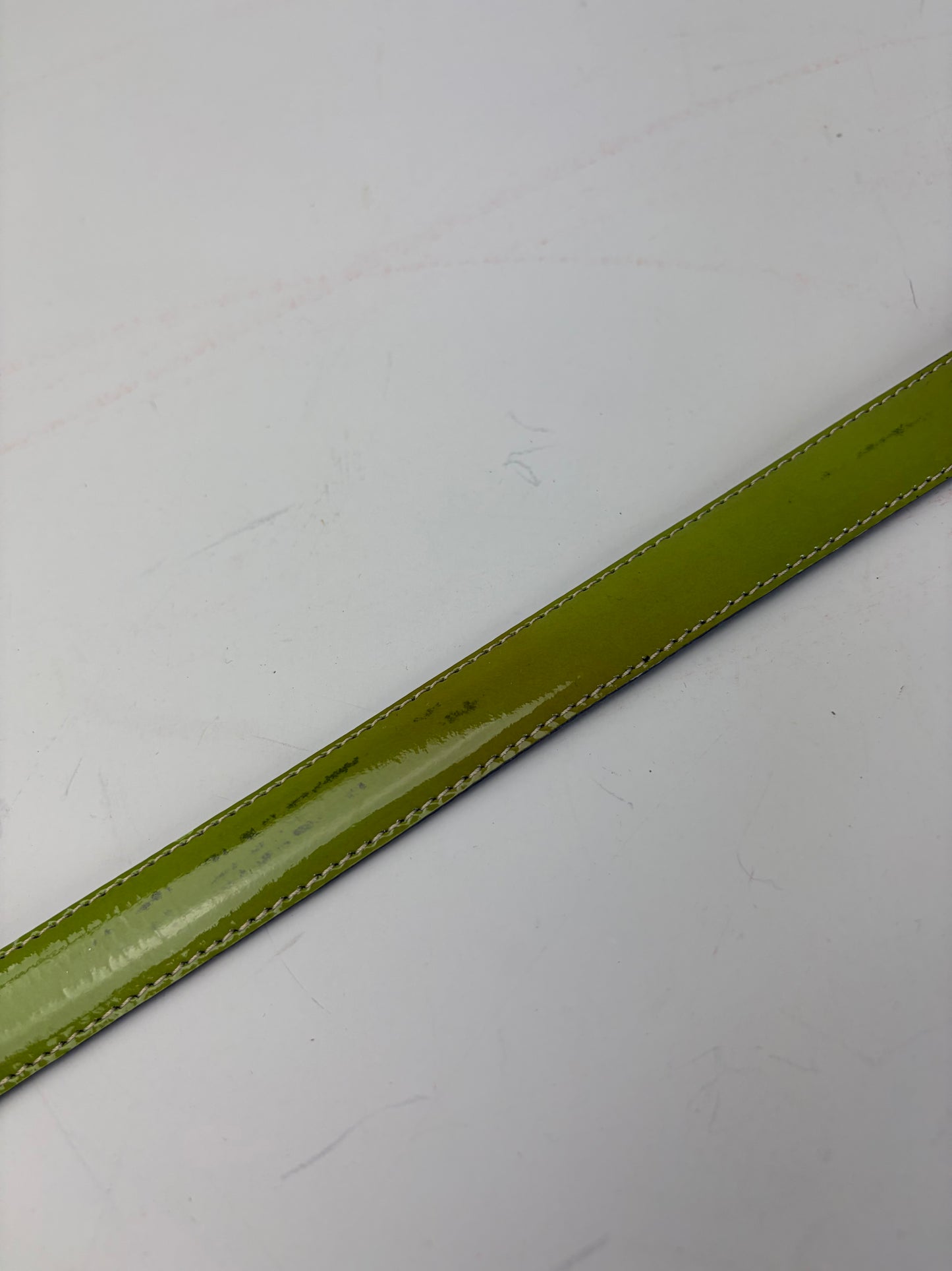 Vintage Givenchy Leather Belt Lime Green Black Gold Buckle