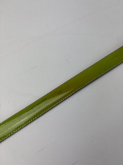 Vintage Givenchy Leather Belt Lime Green Black Gold Buckle