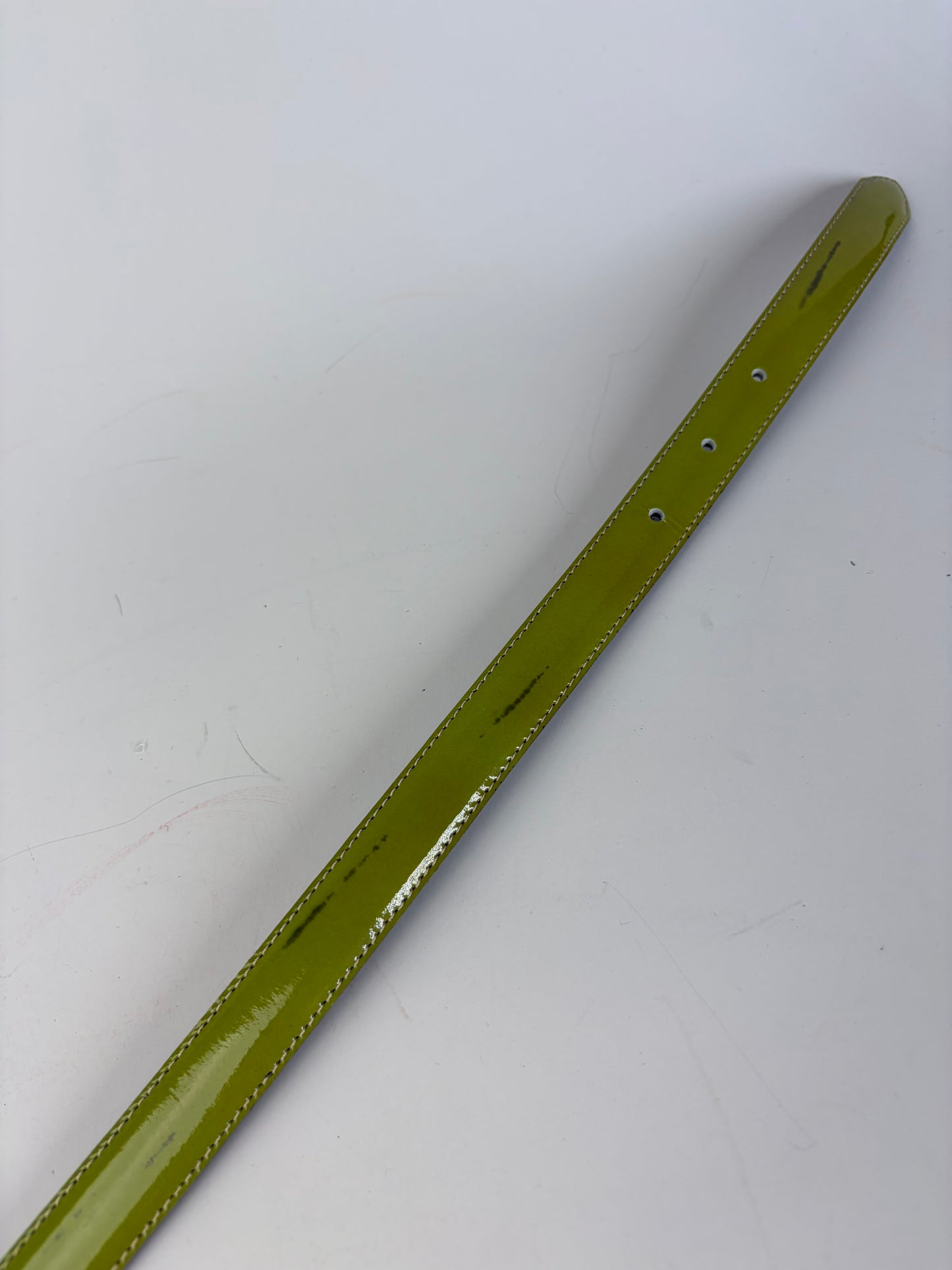Vintage Givenchy Leather Belt Lime Green Black Gold Buckle