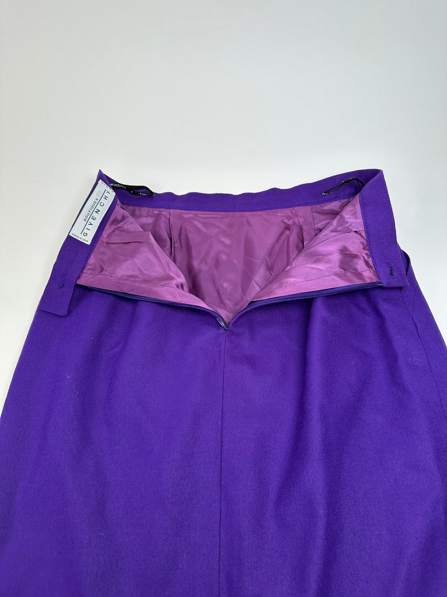 Vintage Givenchy Wool Pencil Skirt Purple L