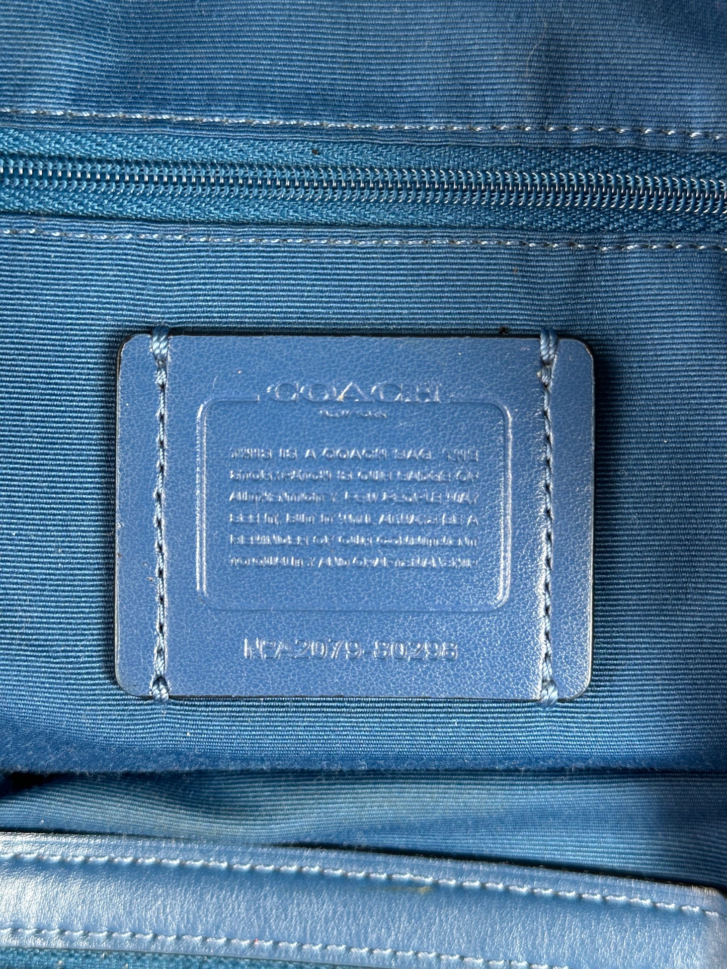 Vintage Coach Signature Canvas Tote Tan Blue Silver