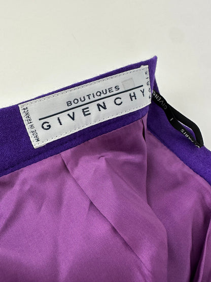 Vintage Givenchy Wool Pencil Skirt Purple L