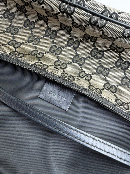 Vintage Gucci GG Supreme Canvas Shoulder Bag Beige Black