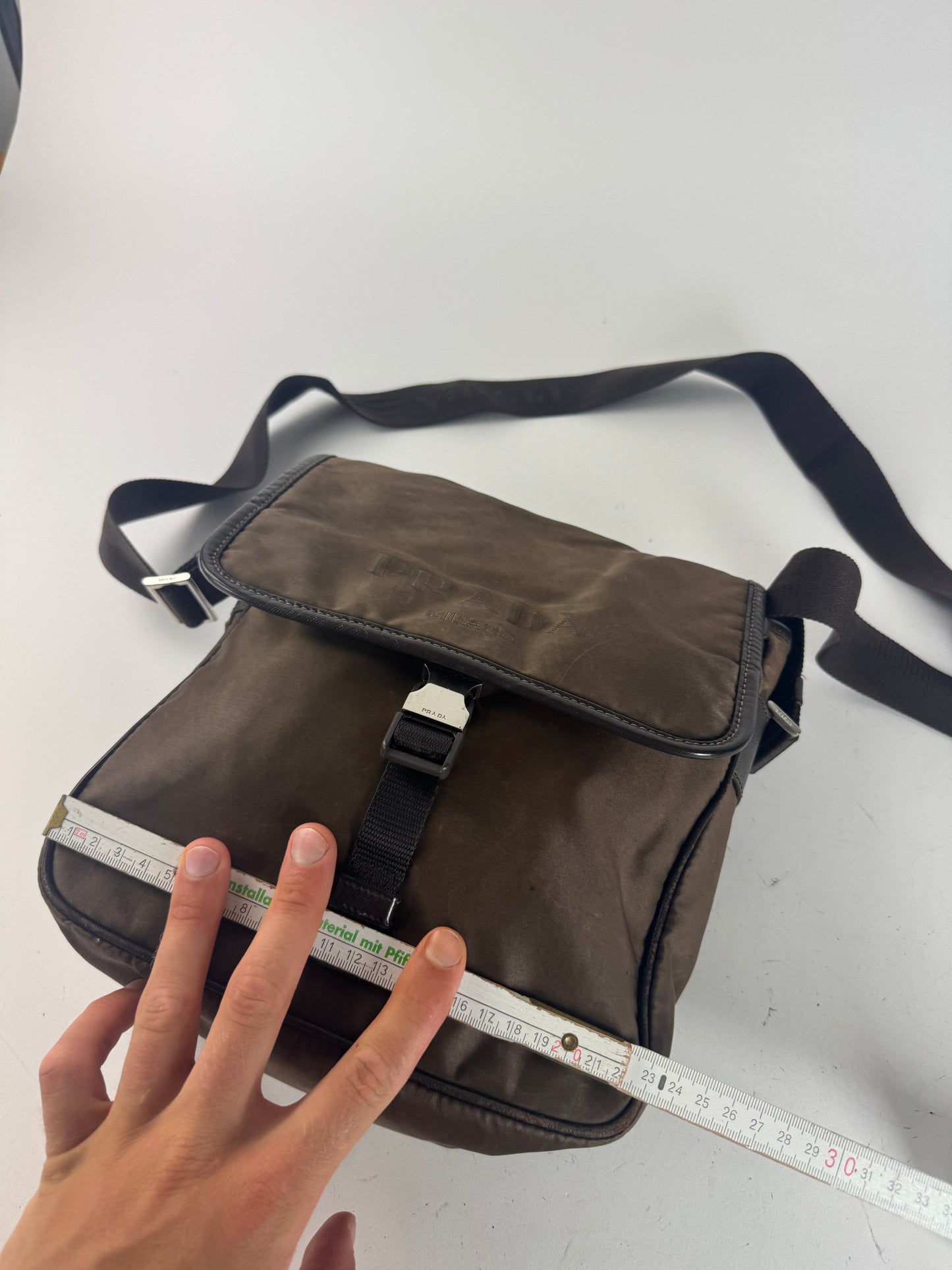 Sac Prada vintage en polyester kaki marron