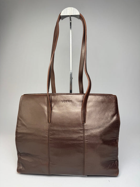 Vintage Loewe Madrid Leather Tote Bag Bronze