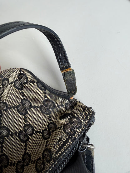 Vintage Gucci GG Supreme Canvas Shoulder Bag Beige Black