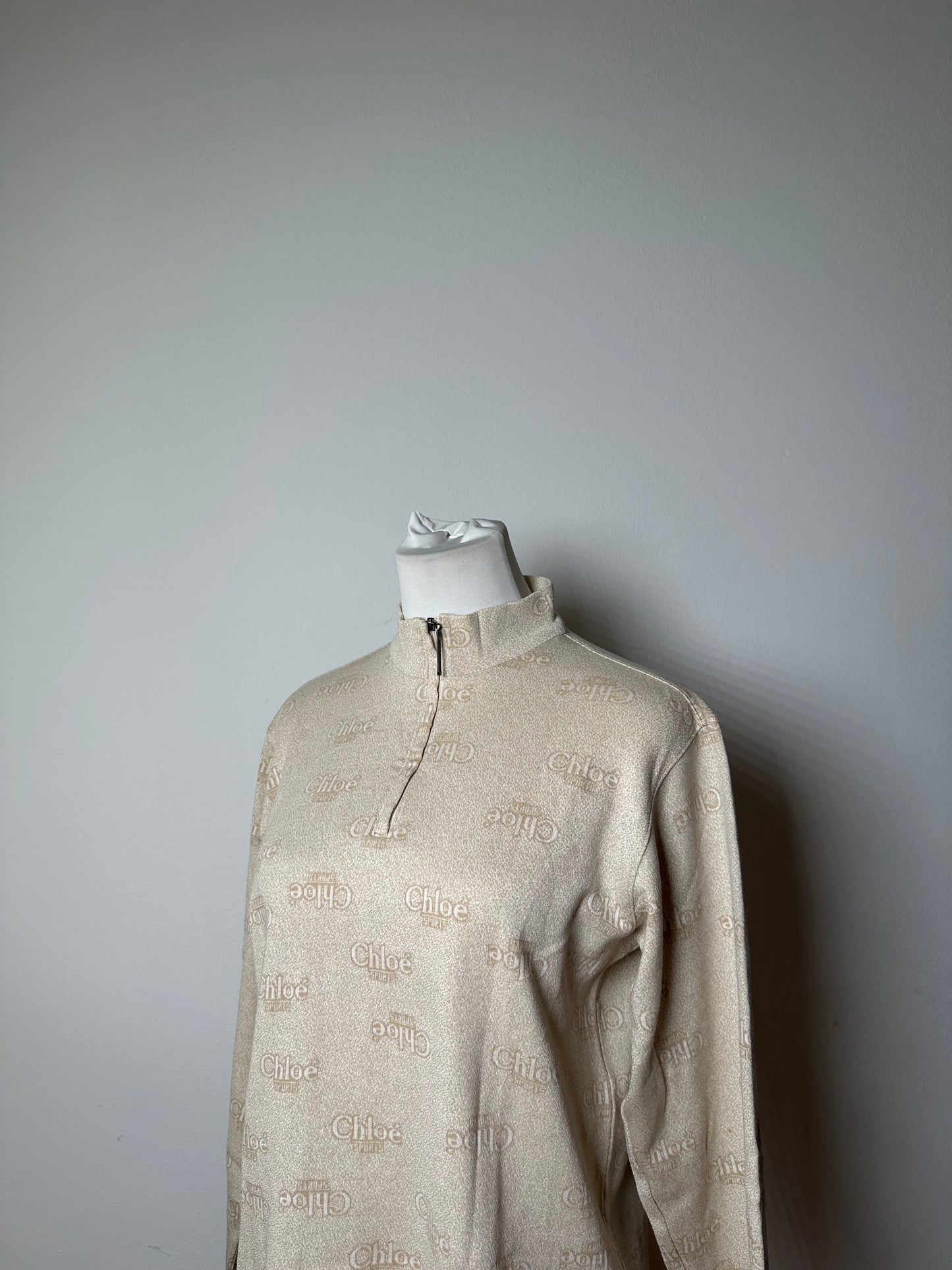 Vintage Chloé Logo Print Sweatshirt Cream M