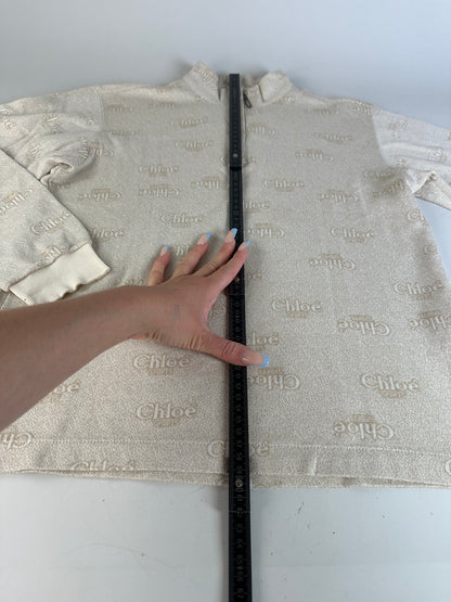 Vintage Chloé Logo Print Sweatshirt Cream M