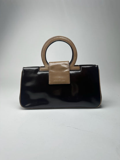 Vintage Salvatore Ferragamo Patent Leather Bag black brown