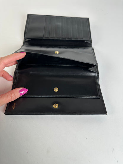 Vintage Cartier Panthère Continental Wallet Black Leather