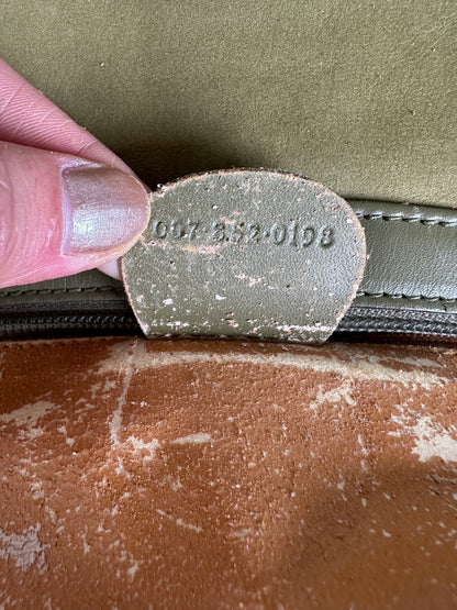 Vintage Gucci Suede Crossbody Bag Olive Green Gold