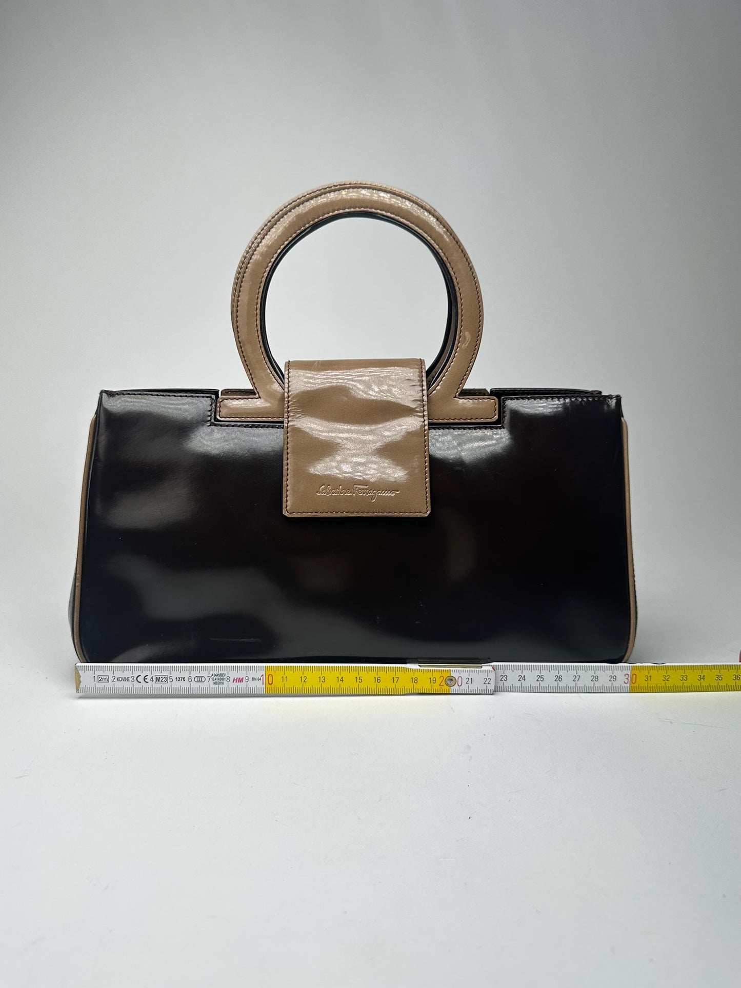 Vintage Salvatore Ferragamo Patent Leather Bag black brown