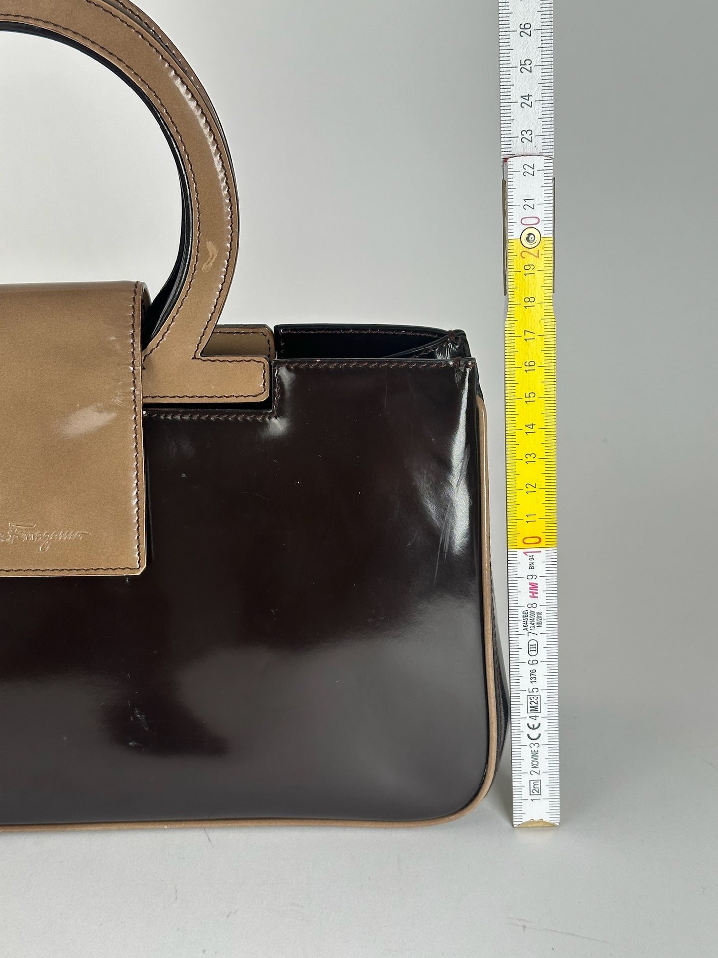 Vintage Salvatore Ferragamo Patent Leather Bag black brown