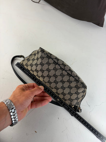 Vintage Gucci GG Supreme Canvas Shoulder Bag Beige Black