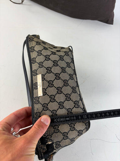 Vintage Gucci GG Supreme Canvas Shoulder Bag Beige Black
