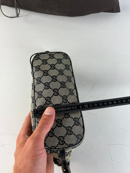 Vintage Gucci GG Supreme Canvas Shoulder Bag Beige Black