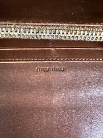 Vintage Miu Miu Crocodile-Embossed Leather Wallet Tan
