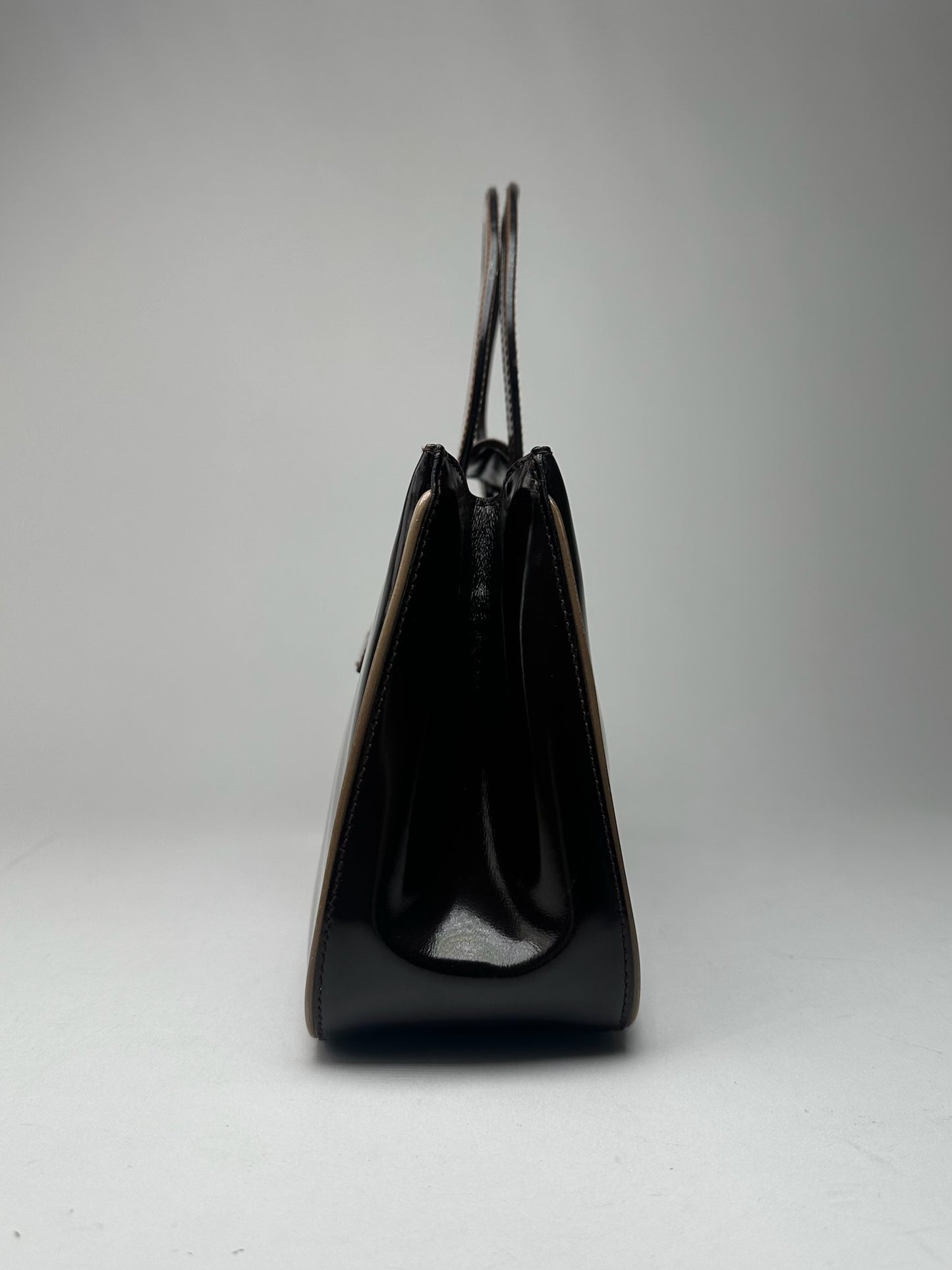 Vintage Salvatore Ferragamo Patent Leather Bag black brown