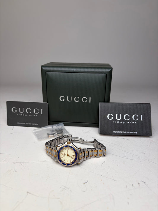 Vintage Gucci Stainless Steel Bracelet Watch Silver Gold