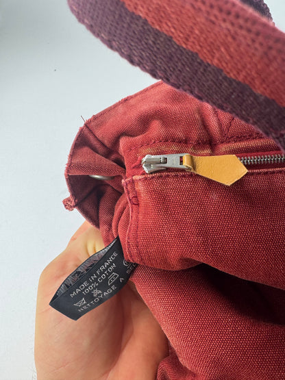 Vintage Hermes mini Canvas Tote Bag red Black