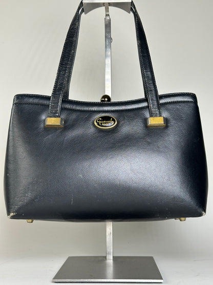 Vintage Givenchy Structured Leather Tote Black Gold