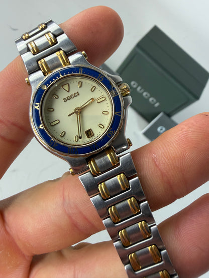 Vintage Gucci Stainless Steel Bracelet Watch Silver Gold