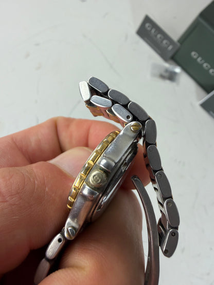Vintage Gucci Stainless Steel Bracelet Watch Silver Gold