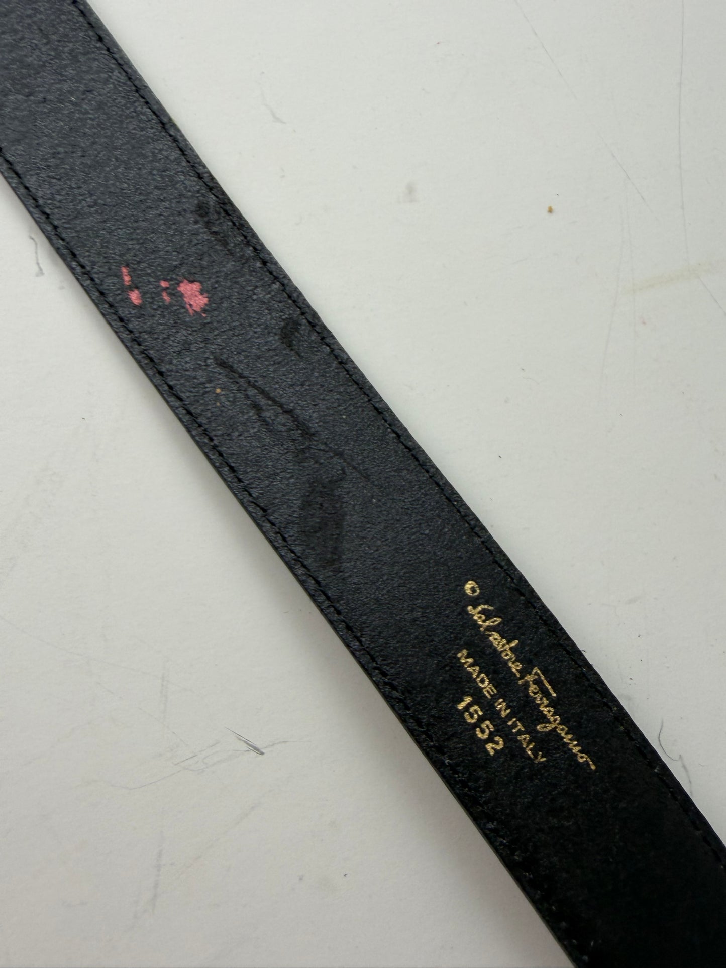Vintage Ferragamo Patent Leather Belt Black Gold