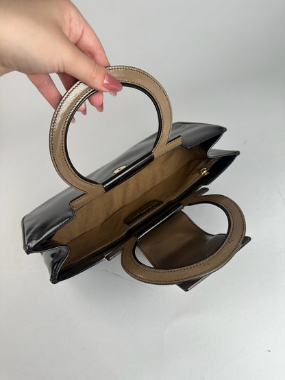 Vintage Salvatore Ferragamo Patent Leather Bag black brown