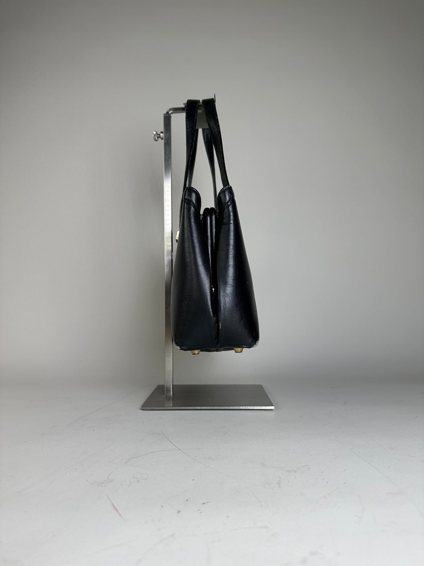 Vintage Givenchy Structured Leather Tote Black Gold