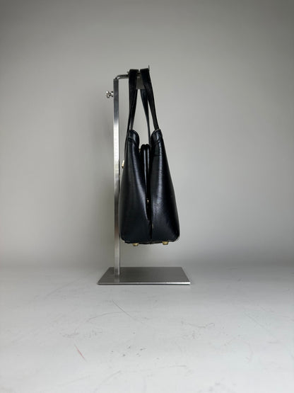 Vintage Givenchy Structured Leather Tote Black Gold