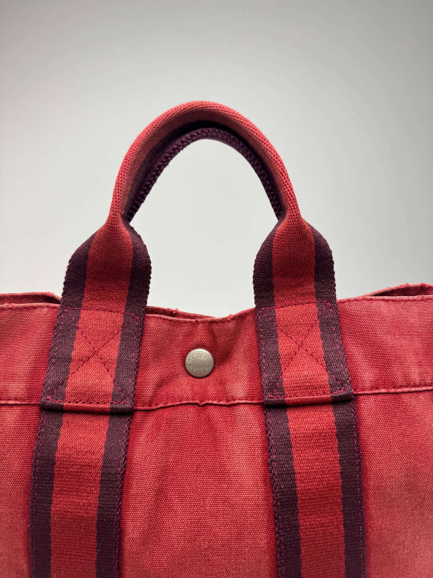 Vintage Hermes mini Canvas Tote Bag red Black