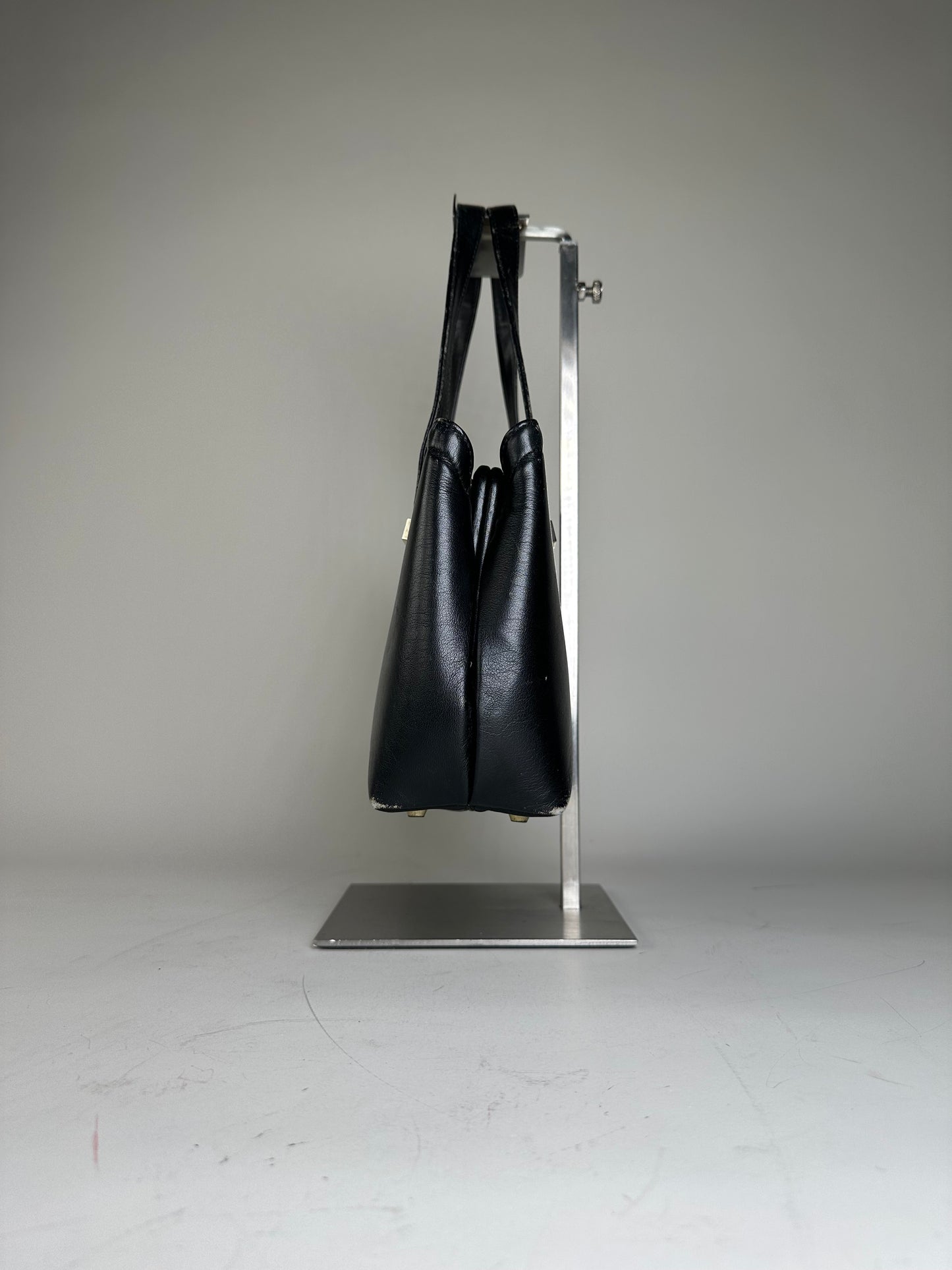 Vintage Givenchy Structured Leather Tote Black Gold