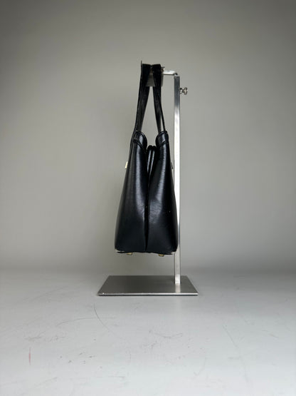 Vintage Givenchy Structured Leather Tote Black Gold