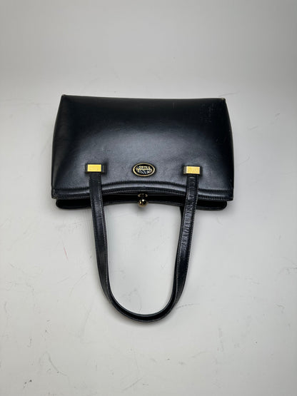 Vintage Givenchy Structured Leather Tote Black Gold