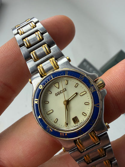 Vintage Gucci Stainless Steel Bracelet Watch Silver Gold