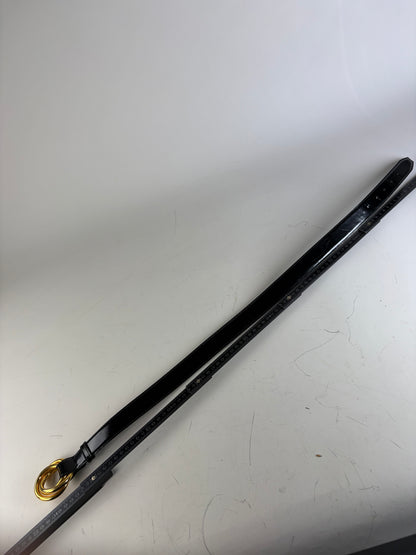 Vintage Ferragamo Patent Leather Belt Black Gold