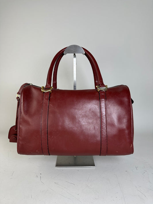 Vintage Cartier Le Must de Cartier Leather Bag Burgundy Gold