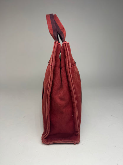Vintage Hermes mini Canvas Tote Bag red Black