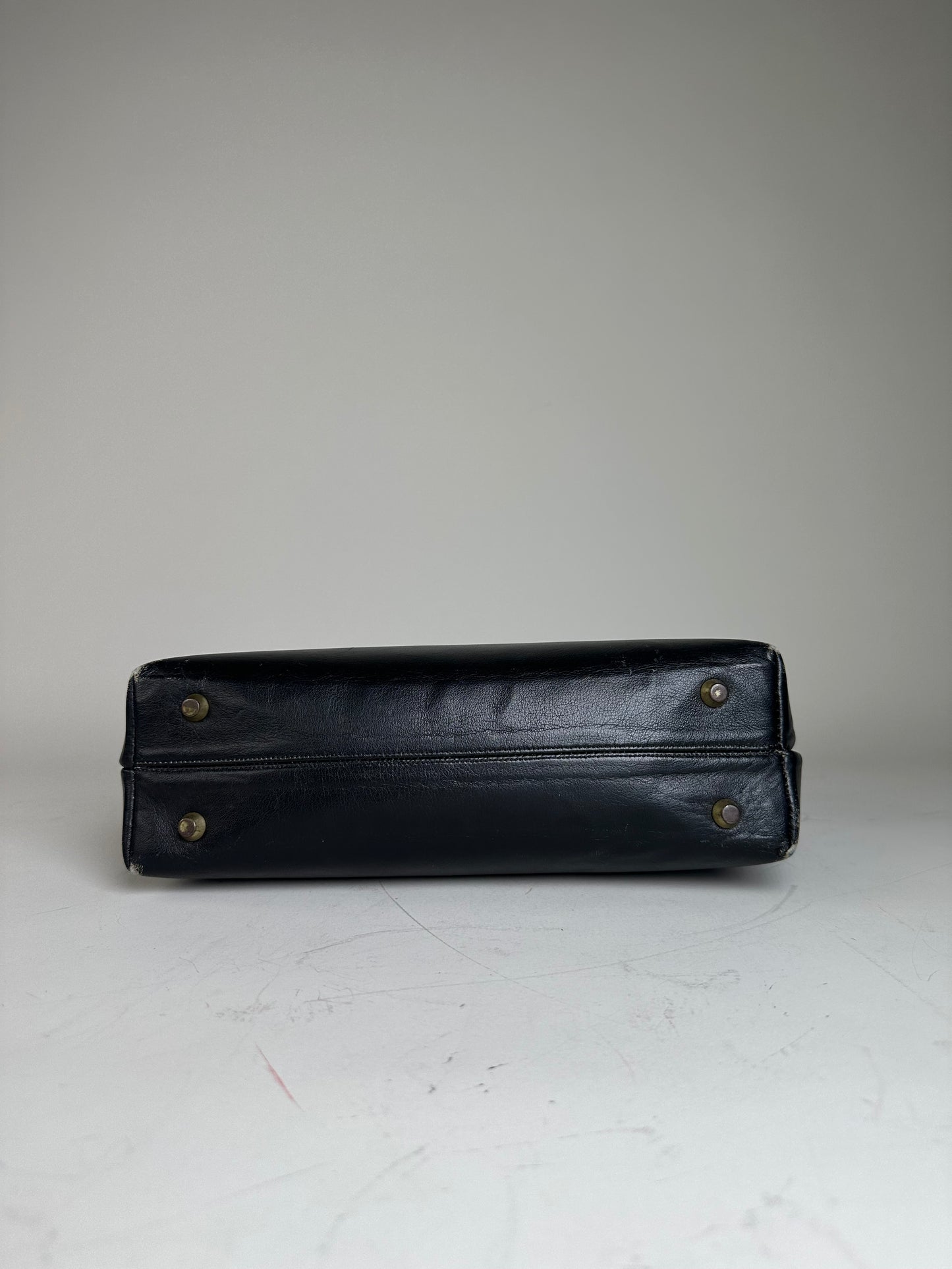Vintage Givenchy Structured Leather Tote Black Gold