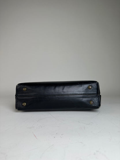 Vintage Givenchy Structured Leather Tote Black Gold