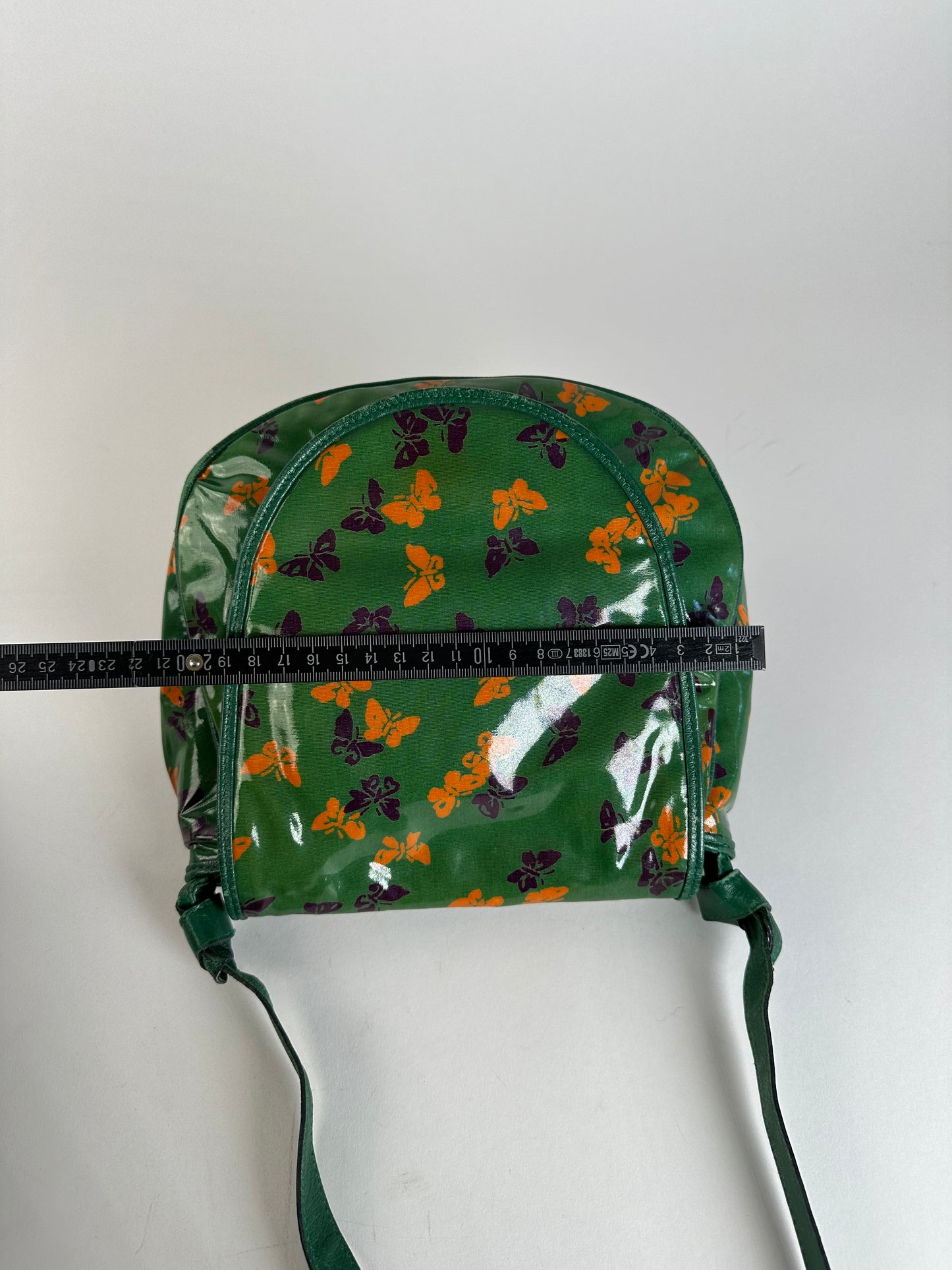 Vintage Bottega Veneta Butterfly Print Patent Shoulder Bag Green