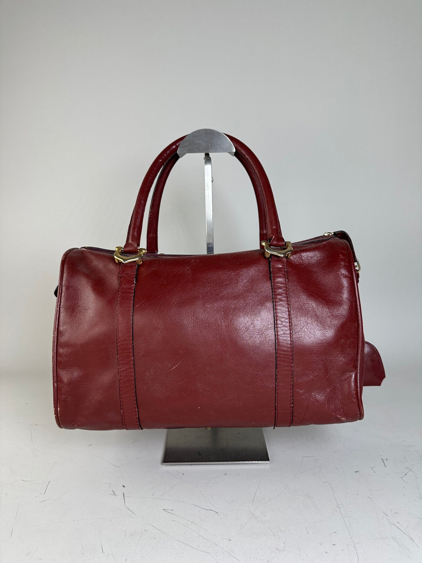 Vintage Cartier Le Must de Cartier Leather Bag Burgundy Gold