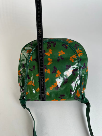 Vintage Bottega Veneta Butterfly Print Patent Shoulder Bag Green